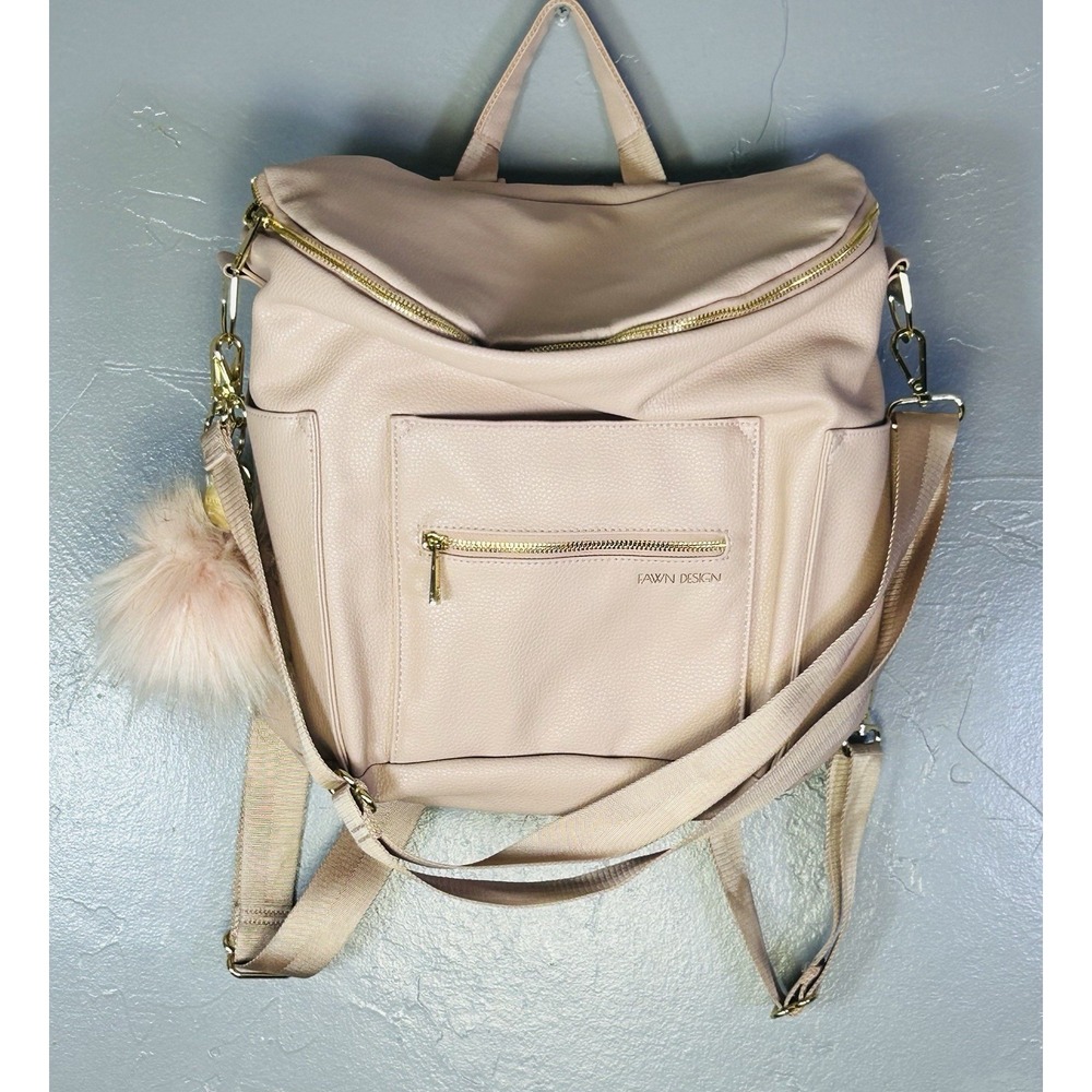 Fawn Design blush pink diaper bag  gold hardware Puff Ball Bag Charm